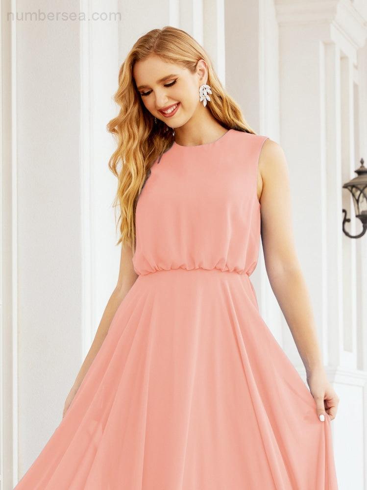 Sleeveless Long Bridesmaid Dress A line Formal Evening Prom Gown 28025