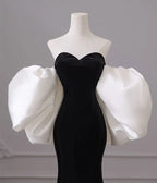 Black one-shoulder evening dress high-end mermaid banquet temperament prom dress Y4382