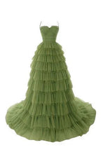 Robe de bal élégante en tulle à fines bretelles spaghetti, robe de soirée vert olive Y1244