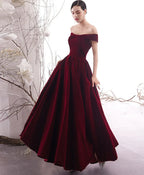 Robe longue de bal simple bordeaux Robe de soirée bordeaux Y1428