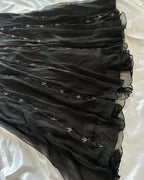 Black Chiffon Beaded Evening Dress Classy Backless Mermaid Prom Dress Y8297