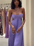 Gorgeous Purple A-line Pleated Prom Dress Purple Evening Dress Y7419