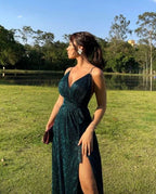 Charming A-line V Neck Prom Dress Fashion Evening Dress Y6136