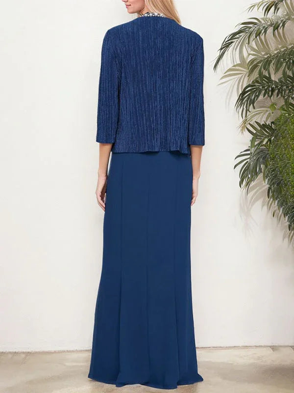 Metallisch schimmerndes zweiteiliges Kleid mit Jacke