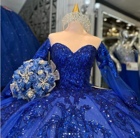 Luxuriöses königsblaues Kleid für die Quinceañera, königsblaues Ballkleid für den sechzehnten Geburtstag Y1130