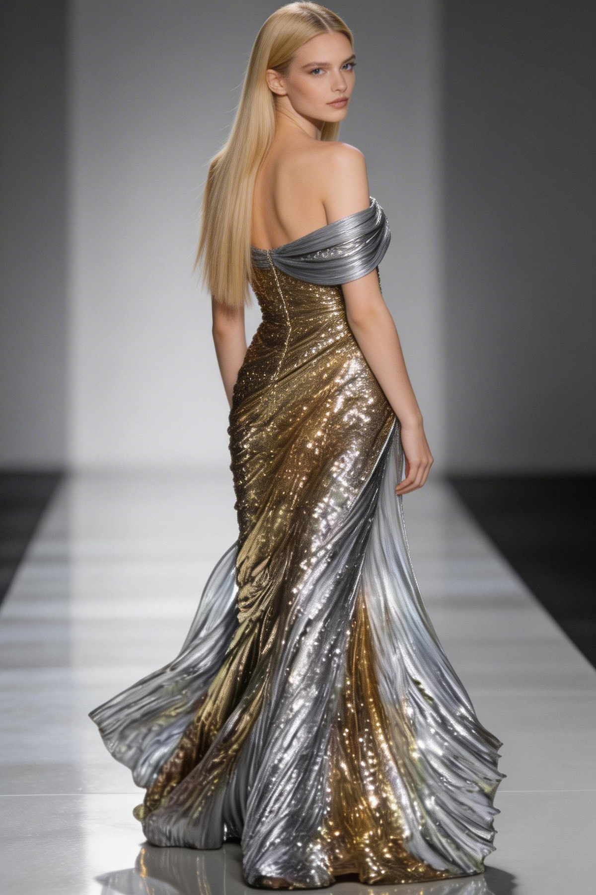 Sparkly Sequins Off The Shoulder Mermaid Evening Dress Long Prom Dress Y8393