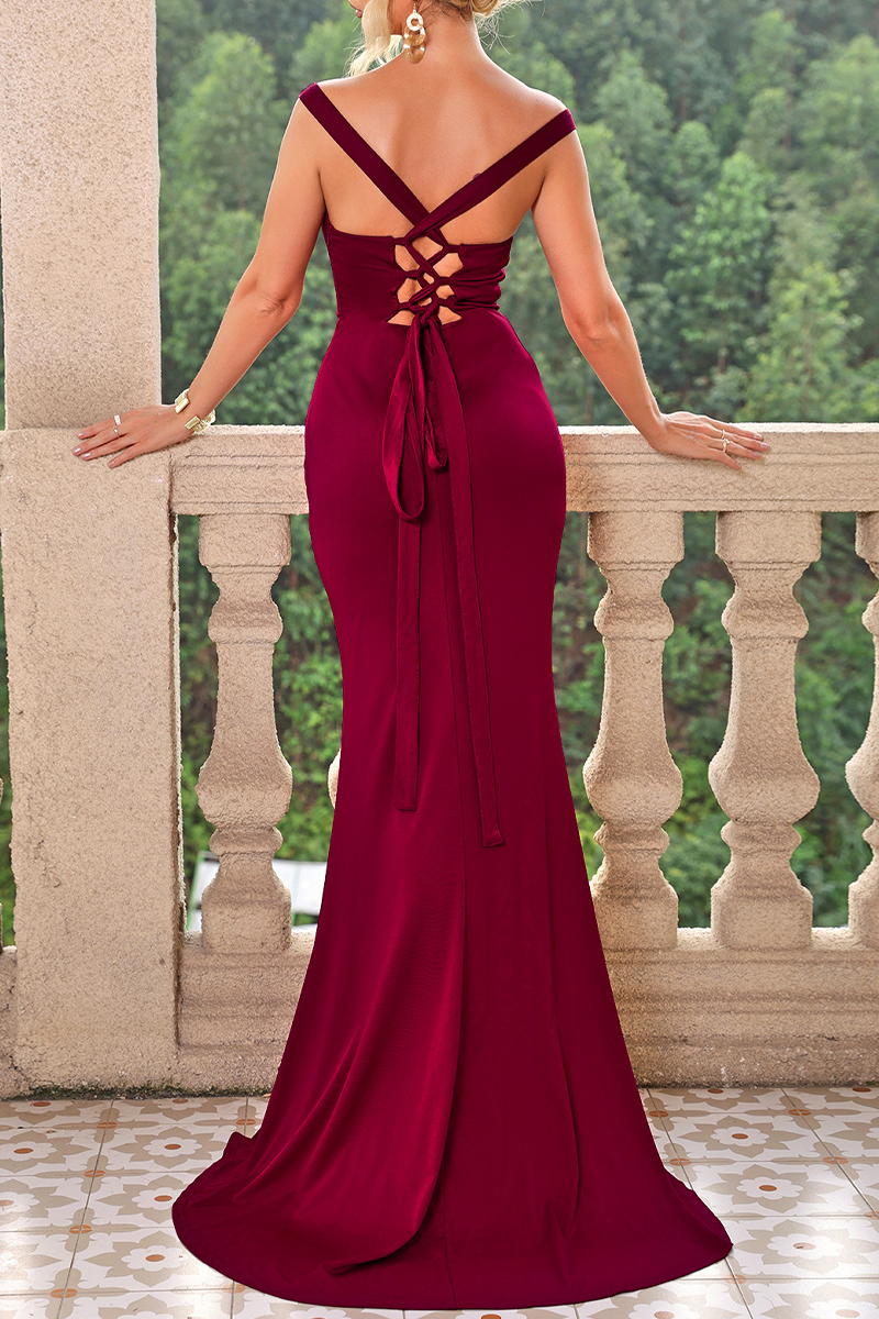 Sexy Ballkleid mit Schlitz und quadratischem Ausschnitt 