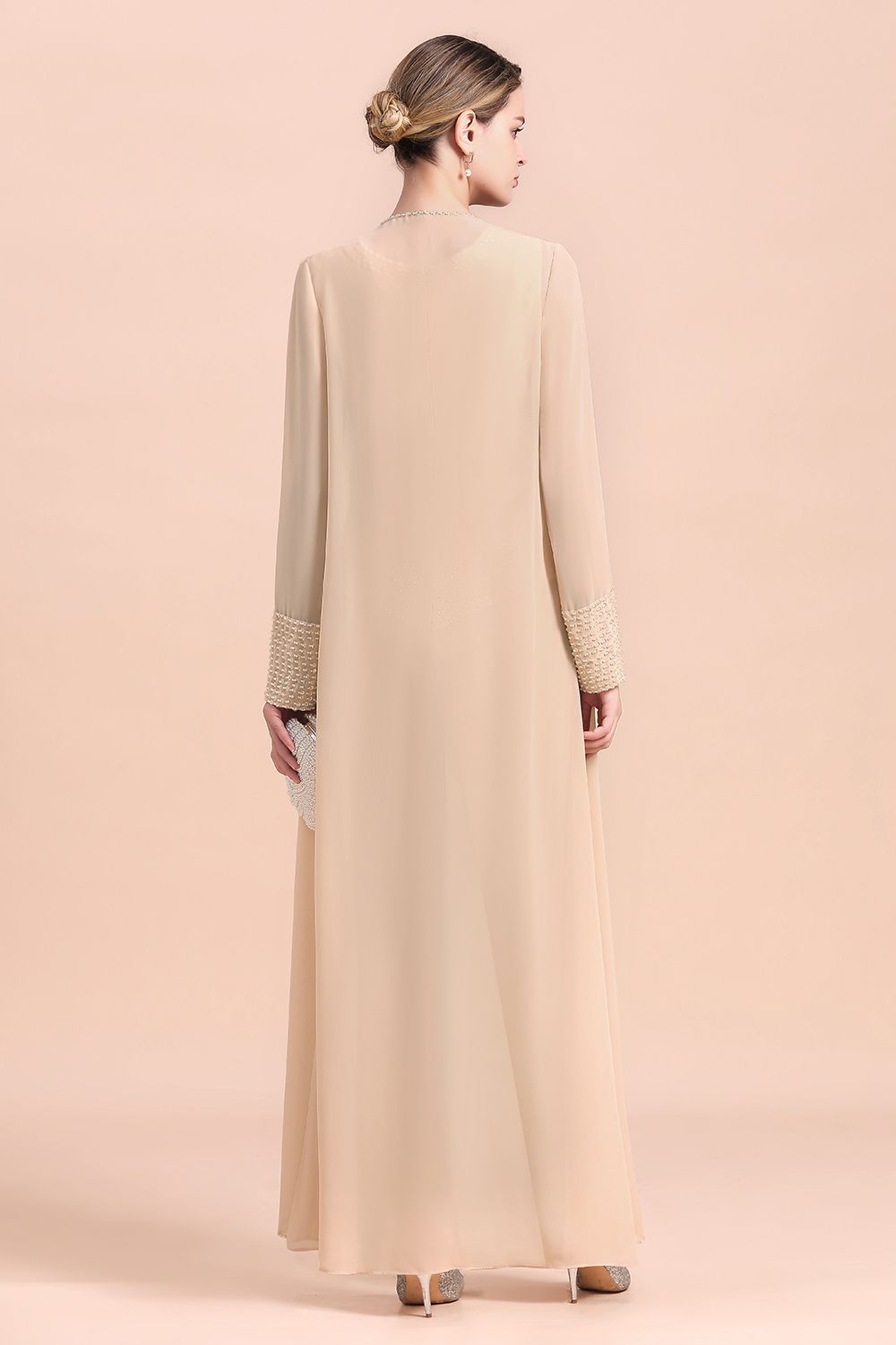 BMbridal Champagne Long Chiffon Mother of the Bride Dress Two Pieces With Jacket