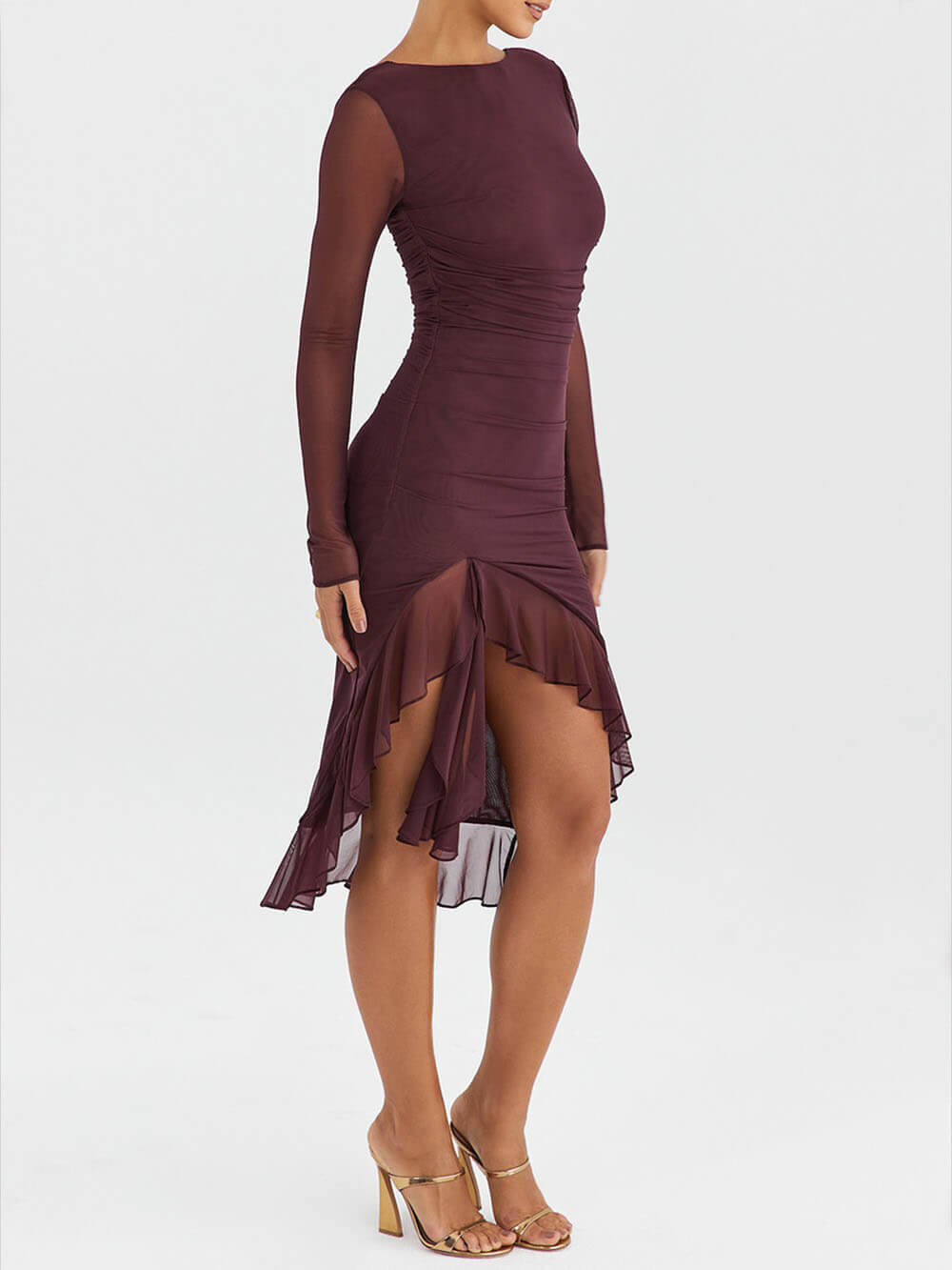 Robe mi-longue à volants pour le vin