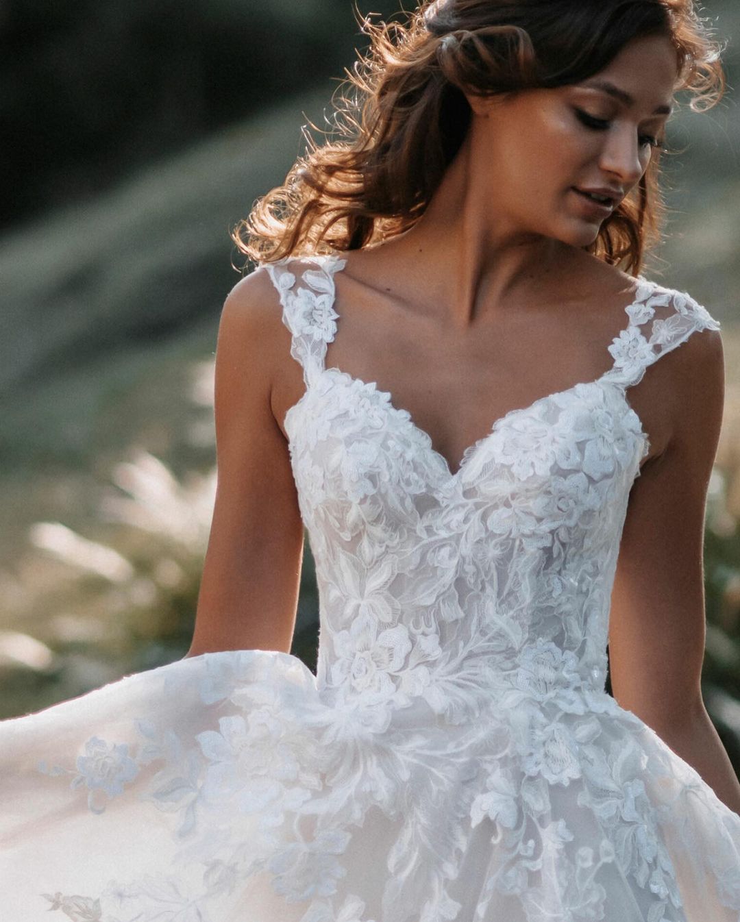 Charming Tulle Backless Long A Line V Neck Wedding Dress With Lace
