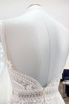 BMbridal Simply Sleeveless White Tulle Lace Ruffles A Line Wedding Dress Long