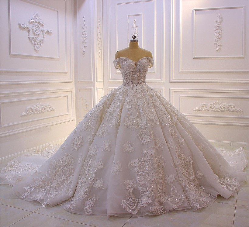 Sexy Sweetheart Off Shoulder Backless Wedding Dress With Tulle Appliques Ruffles