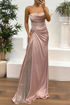 Sexy, trägerloses Abendkleid mit Rüschen und Pailletten (5 Farben) 