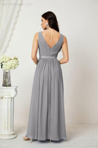 Abiti lunghi da damigella in chiffon da donna, linea a, senza maniche, abito formale da ballo per serata, abiti per festa di ritorno a casa 2808