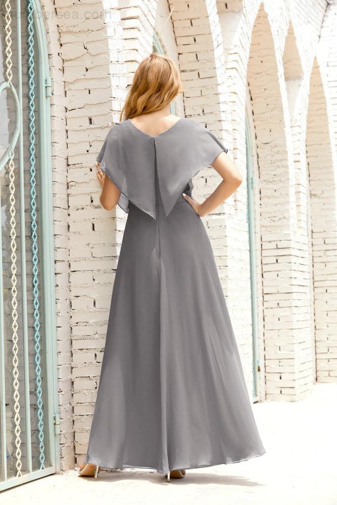 Mother of The Bride Dresses Plus Size V-Neck Floor Length Formal Prom Dress for Wedding Guest 28020