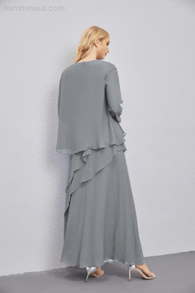 Abito da Sposa Madre con Cardigan Leggero Aperto Davanti Abito da Cerimonia Elegante 28081