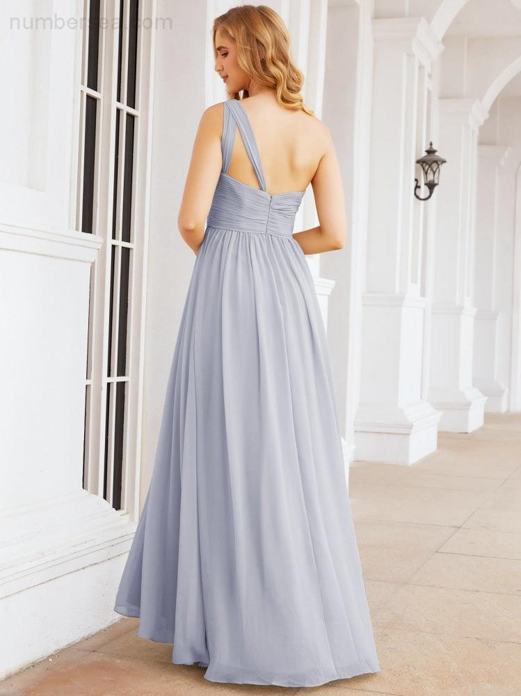 One Shoulder Bridesmaid Dresses Long Maxi Formal Evening Party Prom Gowns 28061