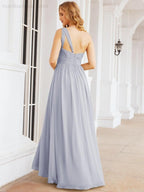 One Shoulder Bridesmaid Dresses Long Maxi Formal Evening Party Prom Gowns 28061