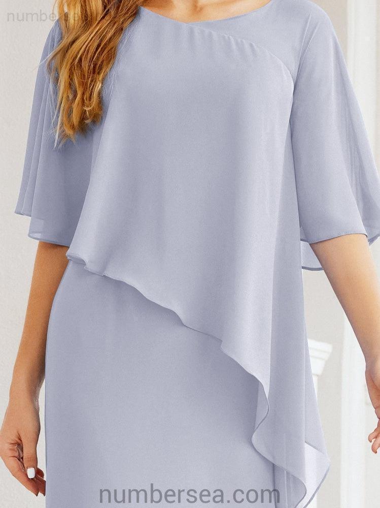 Numbersea Festliches Abendkleid Lang Mutter der Braut Kleid mit Rüschencape 28026