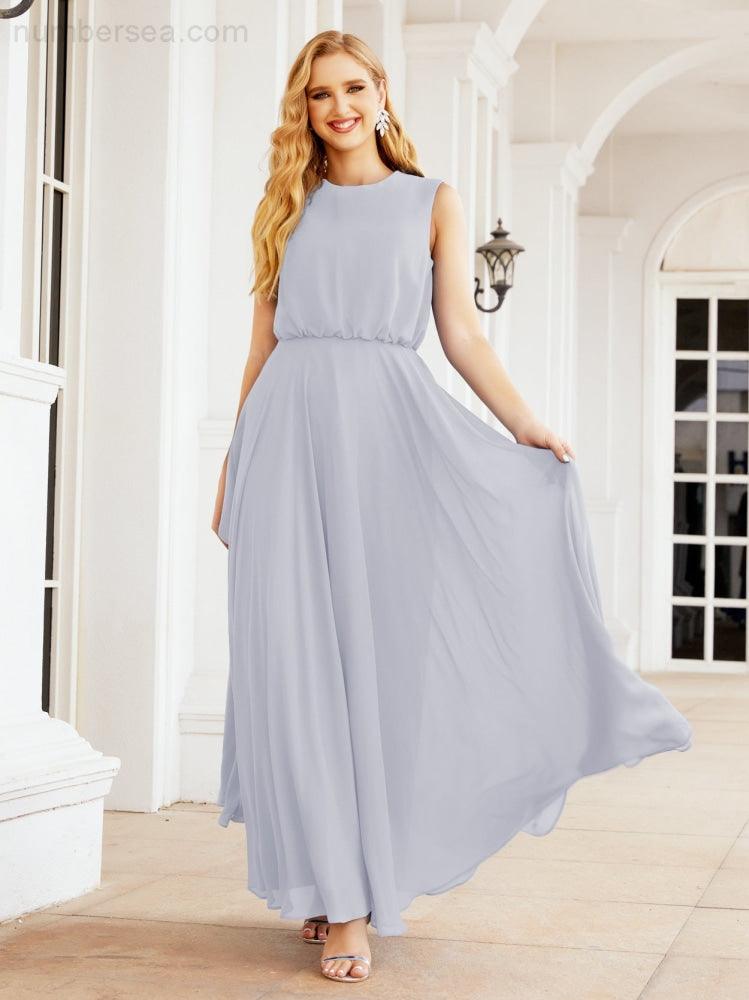 Sleeveless Long Bridesmaid Dress A line Formal Evening Prom Gown 28025