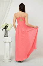 Neck Bridesmaid Dresses Chiffon Long Spaghetti A-line Formal Prom Gown for Wedding Party Evening 2801