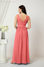 Abiti lunghi da damigella in chiffon da donna, linea a, senza maniche, abito formale da ballo per serata, abiti per festa di ritorno a casa 2808