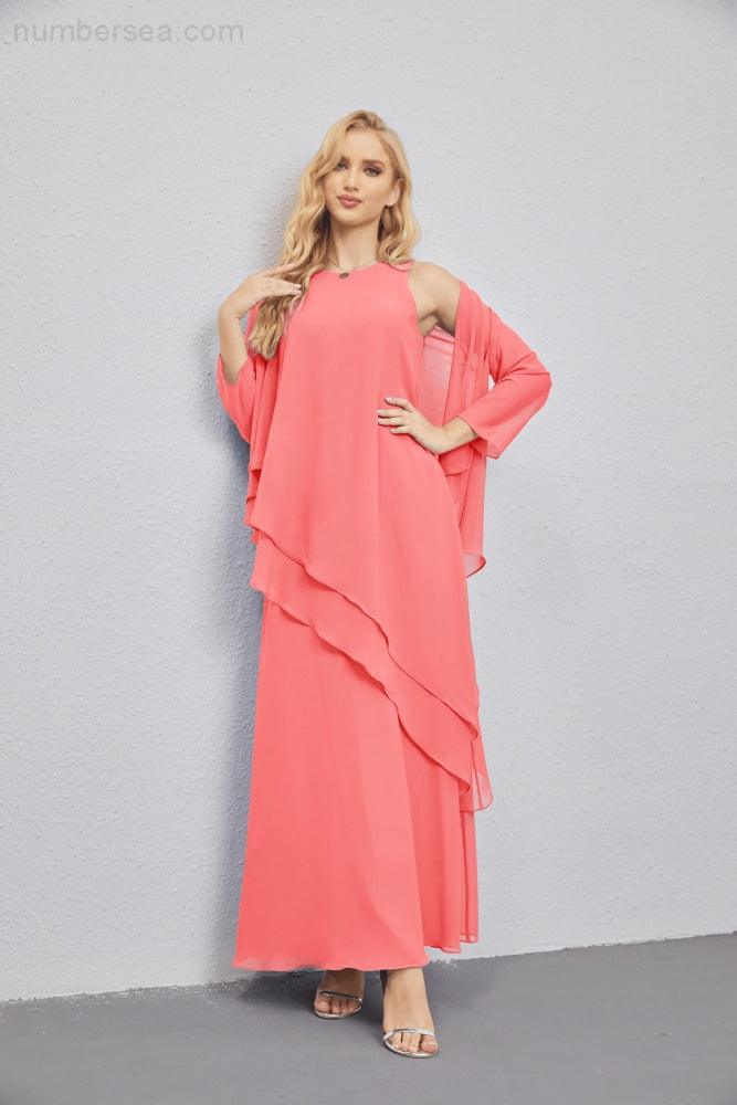 Abito da Sposa Madre con Cardigan Leggero Aperto Davanti Abito da Cerimonia Elegante 28081