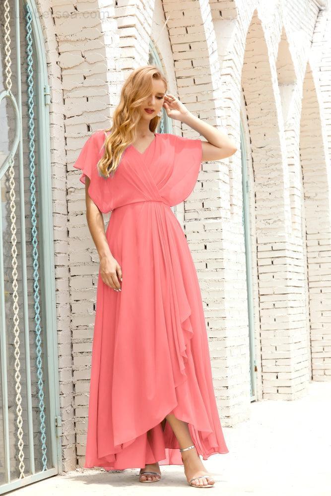 Mother of The Bride Dresses Plus Size V-Neck Floor Length Formal Prom Dress for Wedding Guest 28020