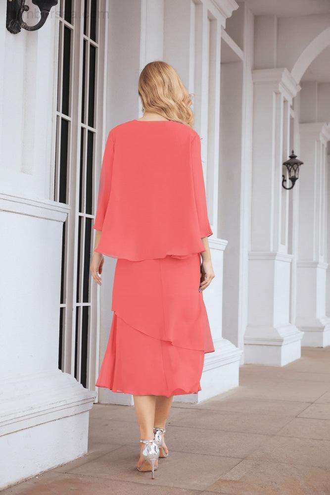 Vestido de fiesta formal de dos piezas en línea A para madre de la novia Numbersea 28072