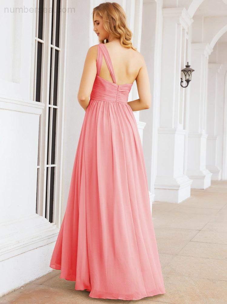 One Shoulder Bridesmaid Dresses Long Maxi Formal Evening Party Prom Gowns 28061