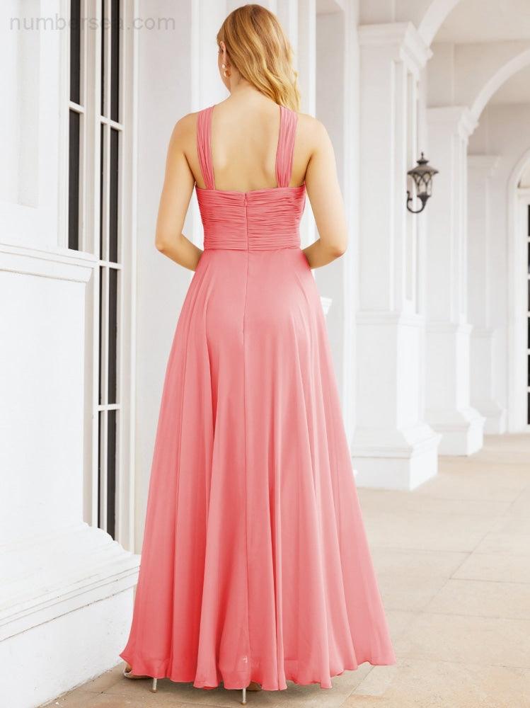 Crisscross Halter Bridesmaid Dresses for Party Wedding Evening Prom Maxi Ball Gowns 28053