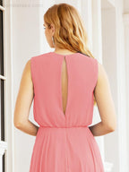 Sleeveless Long Bridesmaid Dress A line Formal Evening Prom Gown 28025