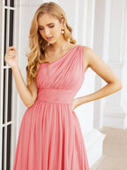 One Shoulder Bridesmaid Dresses Long Maxi Formal Evening Party Prom Gowns 28061