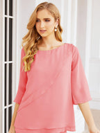 Numbersea Elegantes 2-teiliges Kleid für die Brautmutter Große Größen Hosenanzug mit Rüschenschichten Silberner Hausmantel 28064