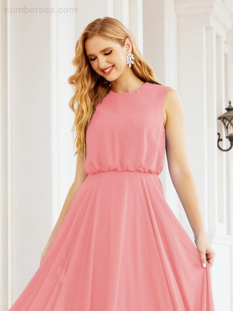 Sleeveless Long Bridesmaid Dress A line Formal Evening Prom Gown 28025