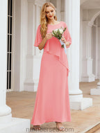 Numbersea Festliches Abendkleid Lang Mutter der Braut Kleid mit Rüschencape 28026