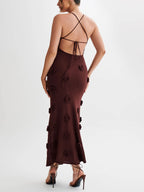 Robe mi-longue fleurie en tricot