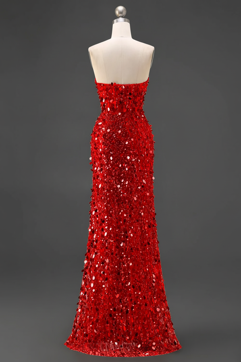Sparkly Gold Fully Beaded Prom Dress with Deep V Neck Slit and Open Back