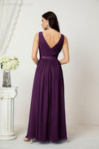 Abiti lunghi da damigella in chiffon da donna, linea a, senza maniche, abito formale da ballo per serata, abiti per festa di ritorno a casa 2808