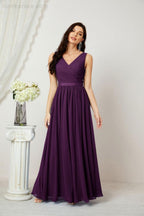 Abiti lunghi da damigella in chiffon da donna, linea a, senza maniche, abito formale da ballo per serata, abiti per festa di ritorno a casa 2808