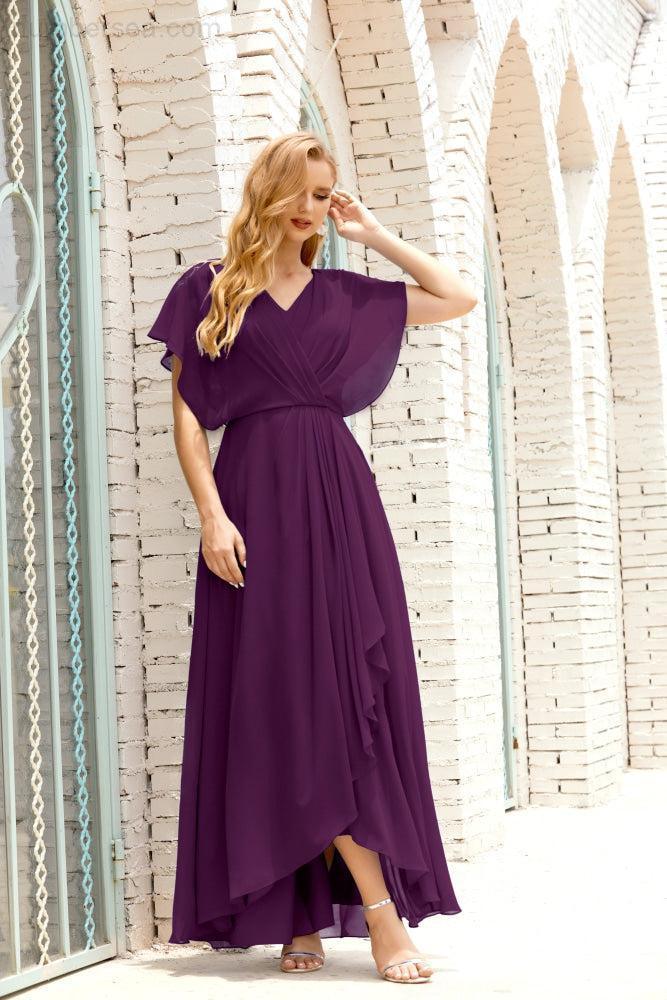 Mother of The Bride Dresses Plus Size V-Neck Floor Length Formal Prom Dress for Wedding Guest 28020
