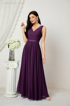 Abiti lunghi da damigella in chiffon da donna, linea a, senza maniche, abito formale da ballo per serata, abiti per festa di ritorno a casa 2808