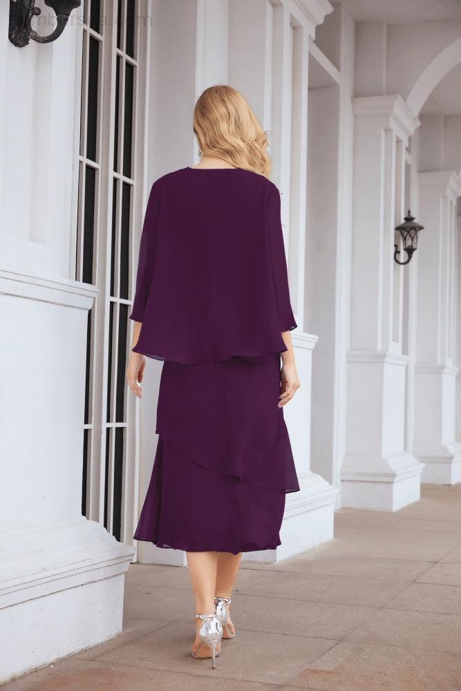 Vestido de fiesta formal de dos piezas en línea A para madre de la novia Numbersea 28072