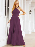 Crisscross Halter Bridesmaid Dresses for Party Wedding Evening Prom Maxi Ball Gowns 28053