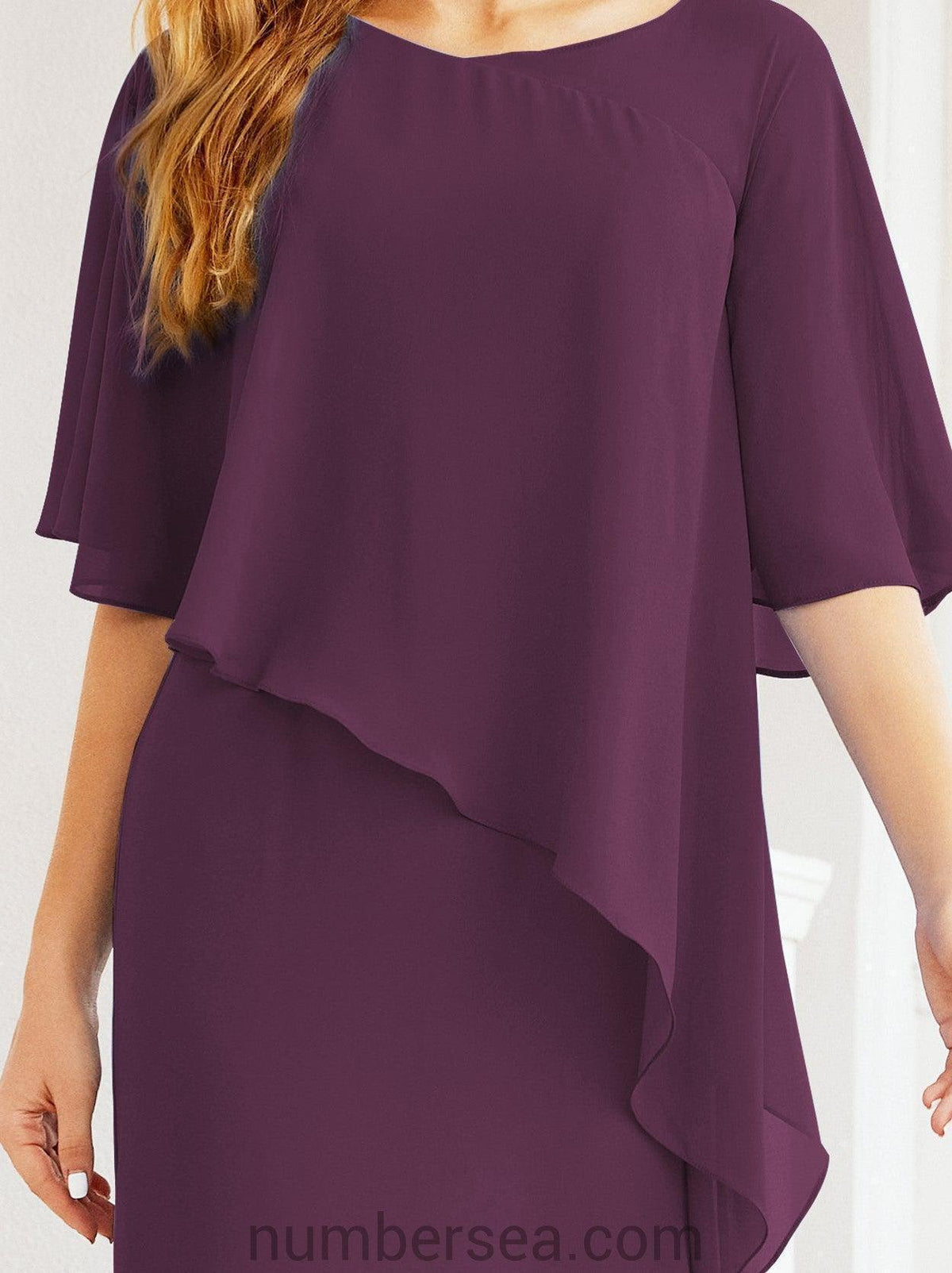 Numbersea Festliches Abendkleid Lang Mutter der Braut Kleid mit Rüschencape 28026