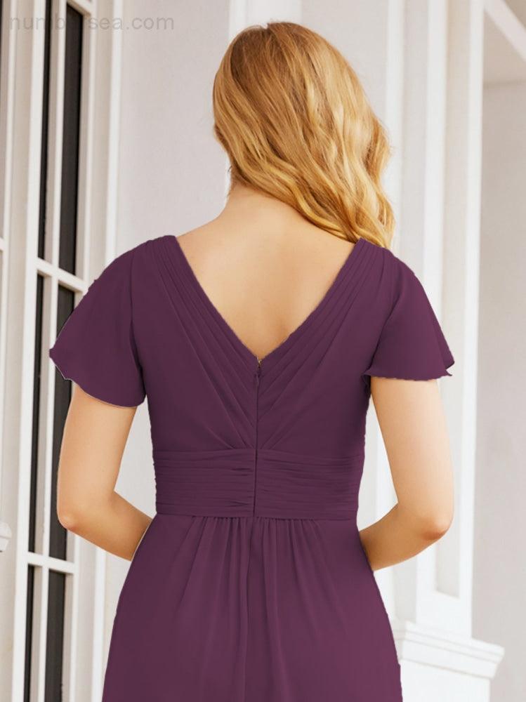 Vestidos de Baile Formais Numbersea para Mãe da Noiva com Mangas de Renda Vestido de Dama de Honra 28047