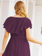 Bridesmaid Dresses with Flutter Sleeves Formal Evening Party Prom Gowns 28044
