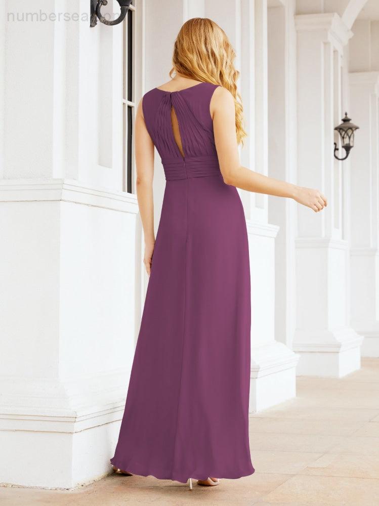 Formelles Ballkleid Elegantes ärmelloses Brautjungfernkleid mit V-Ausschnitt für Hochzeitsfeier 28037