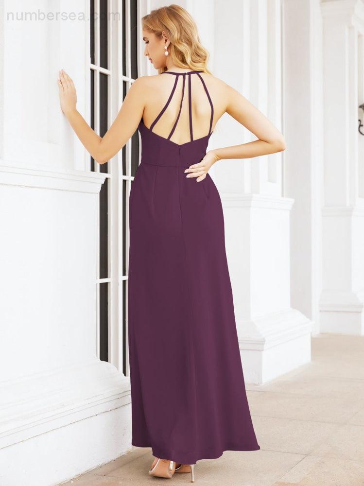 Spaghetti Strap Bridesmaid Dresses V-Neck Long A-Line Formal Prom Gowns 28063