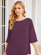 Numbersea Elegantes 2-teiliges Kleid für die Brautmutter Große Größen Hosenanzug mit Rüschenschichten Silberner Hausmantel 28064